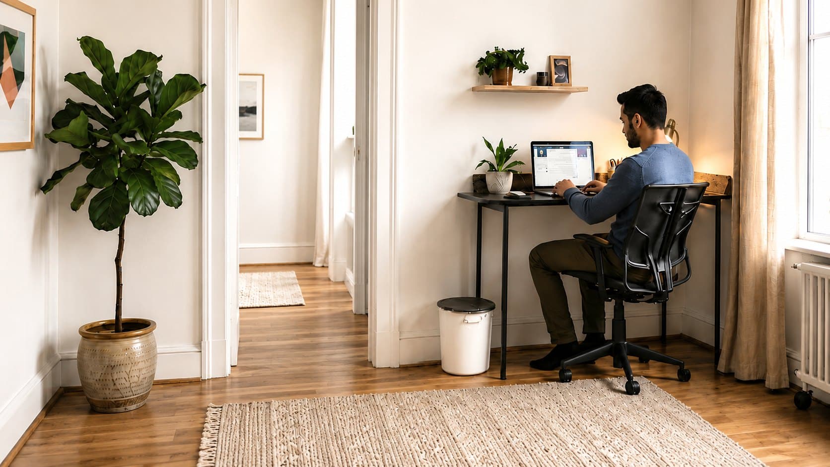 A flexible room setup for work, quiet time and everyday living